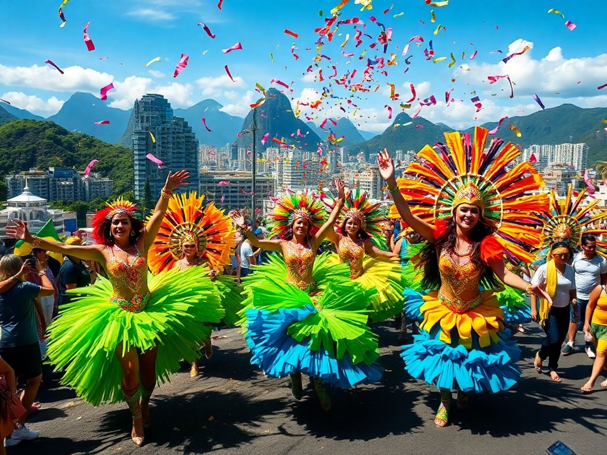 Dançarinos de samba no Carnaval do Rio de Janeiro.