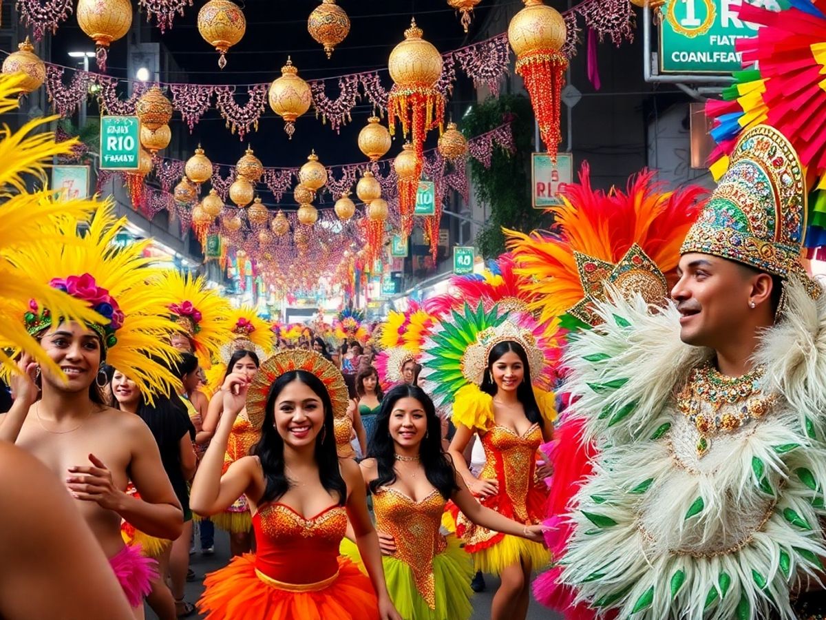 Cena vibrante do Carnaval do Rio de Janeiro.