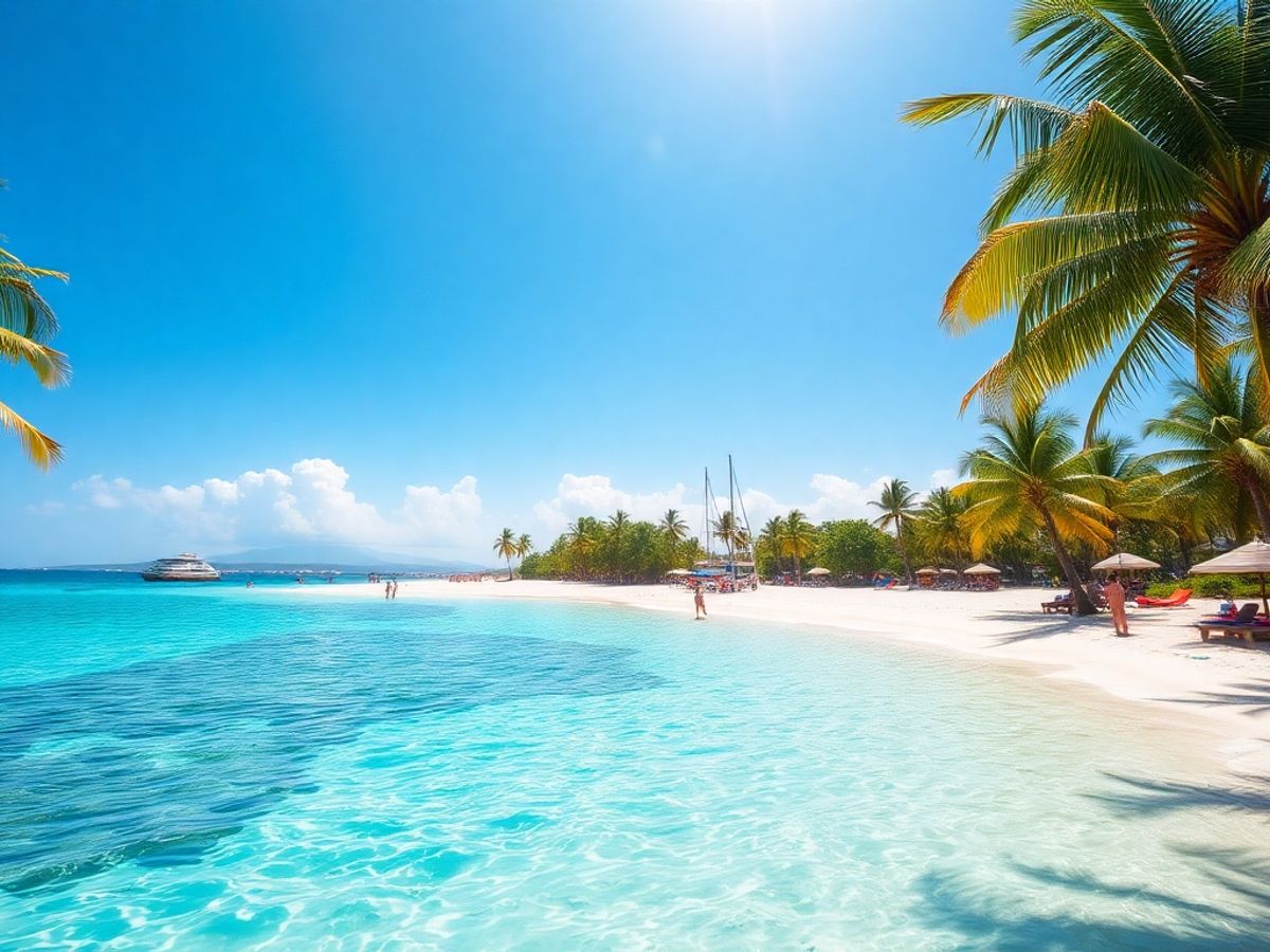 Praia de San Andrés com águas cristalinas e areias brancas.