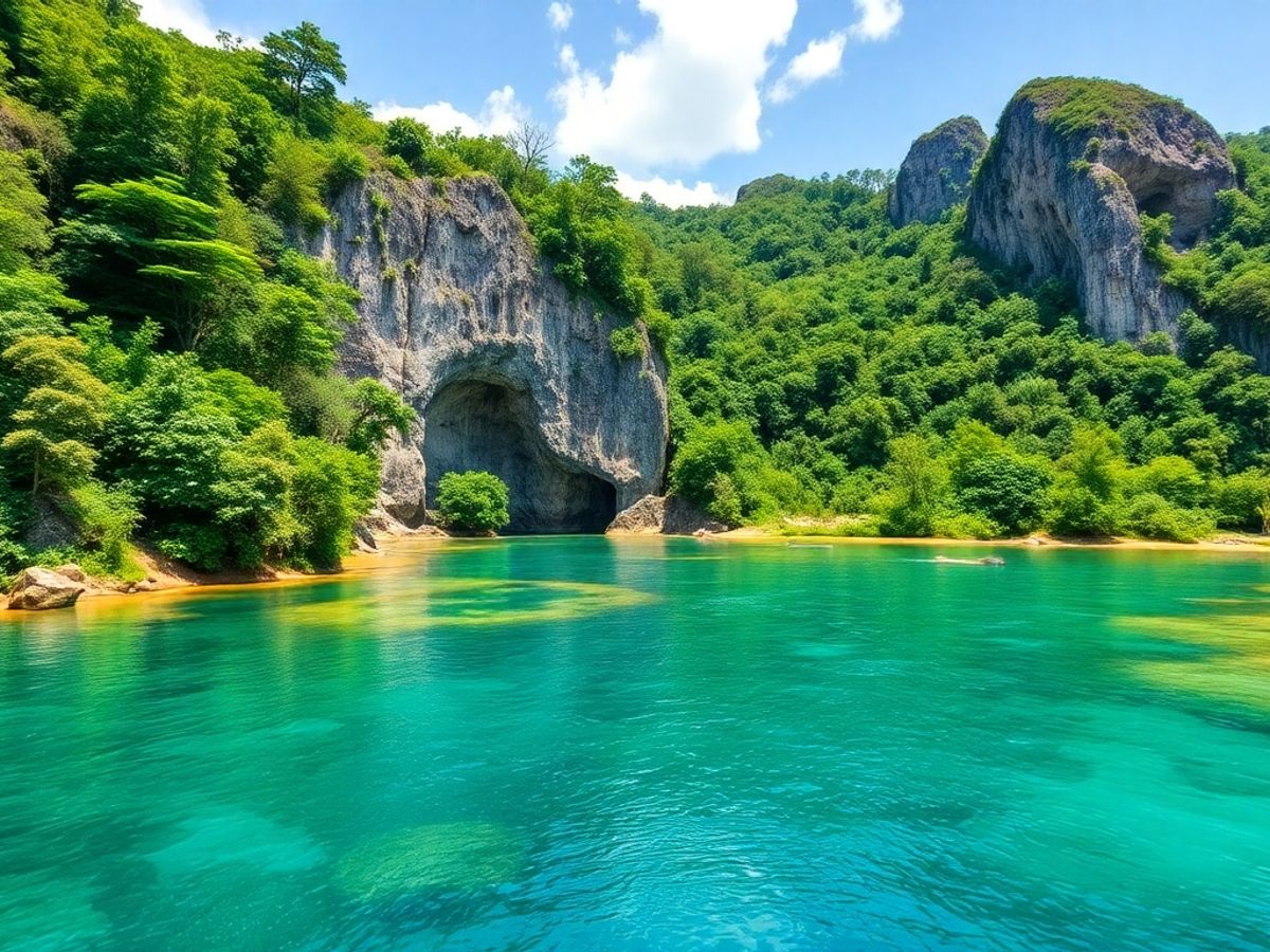 Paisagem deslumbrante de Bonito, Brasil, com rios claros.