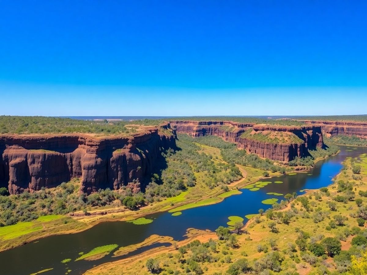 Paisagem exuberante do Parque Nacional de Kakadu.