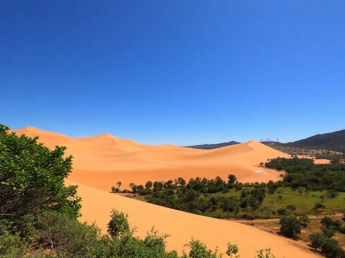 Dunas de areia douradas e céu azul no Jalapão.