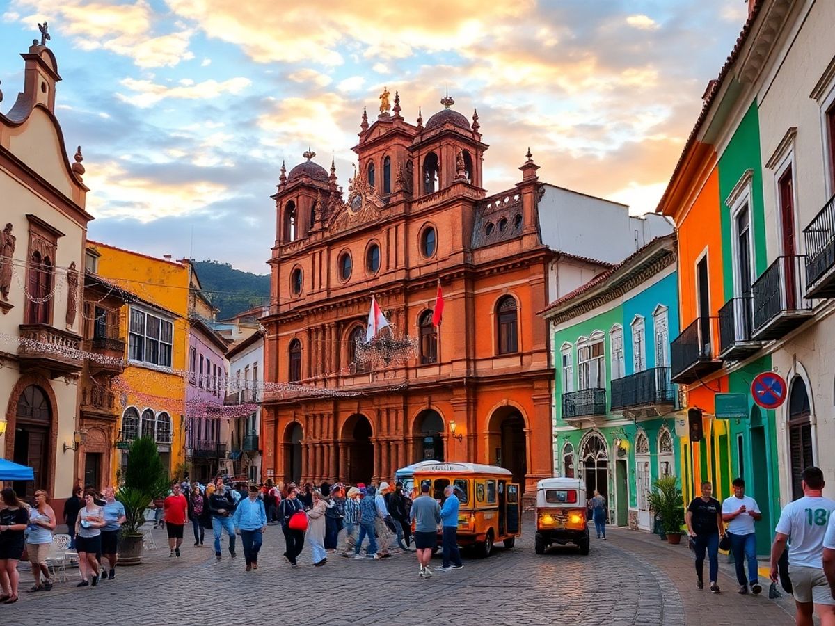 Cenário festivo em Ouro Preto, com arquitetura barroca.