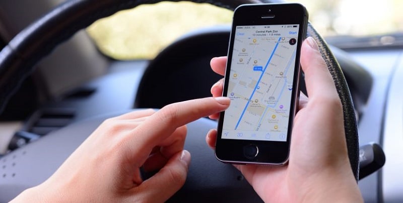 Gps no celular durante a viagem