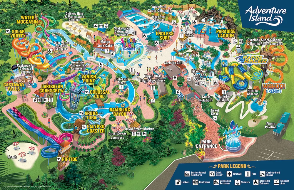 Mapa do Parque Aquatica em Orlando